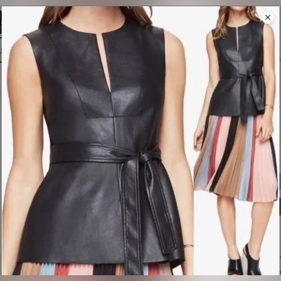 BCBG FAUX LEATHER TOP SIZE XXS - Picture 2 of 5